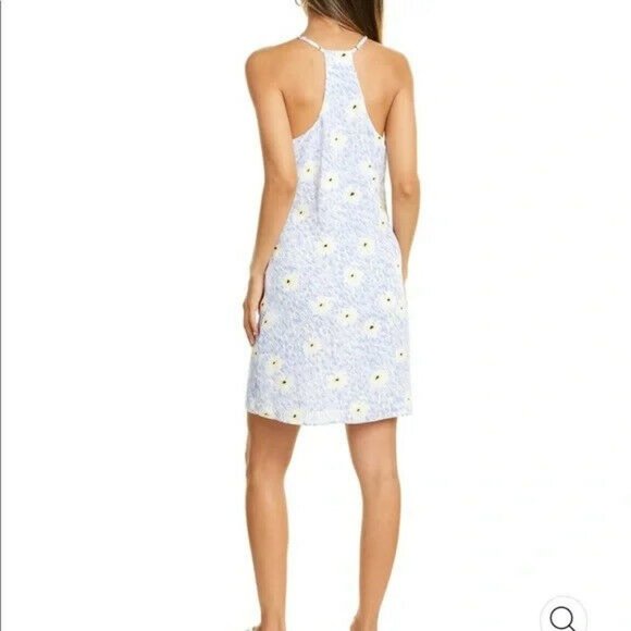 Socialite Racerback Mini Dress V-neck Blue Floral Lightweight Women’s Medium M - Picture 2 of 7